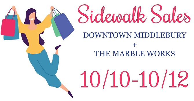 Sidewalk Sales Downtown Middlebury & The Marble Works graphic